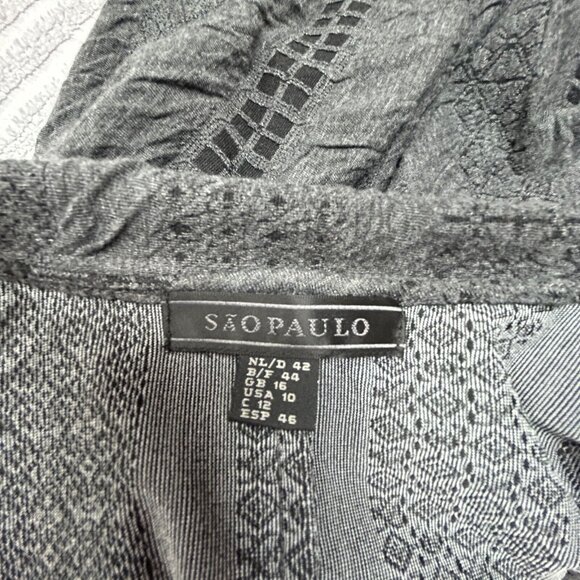 São Paulo Women’s Sweater Dark Gray Ruffle Collar Cardigan Size 10 Casual - Picture 3 of 9